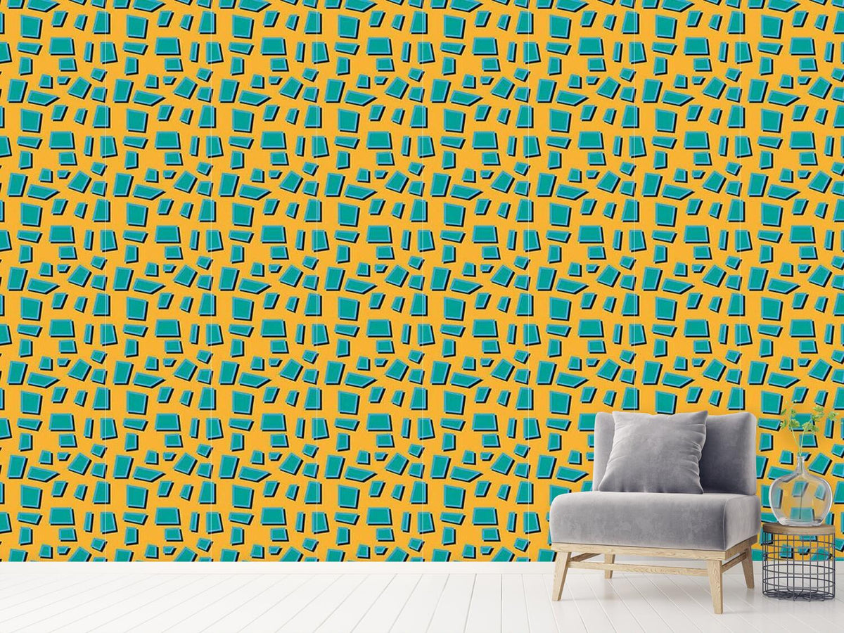 patterned-wallpaper-turquoise-trapezoids