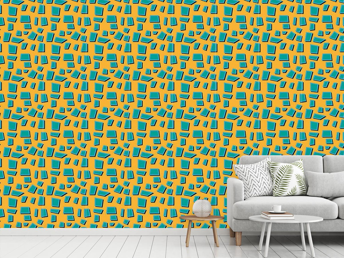patterned-wallpaper-turquoise-trapezoids
