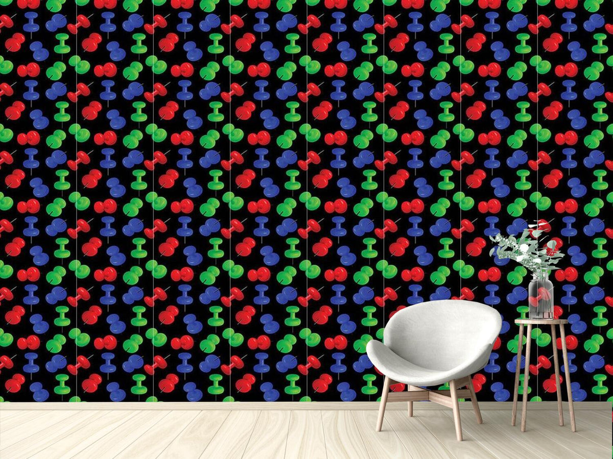 patterned-wallpaper-push-pins