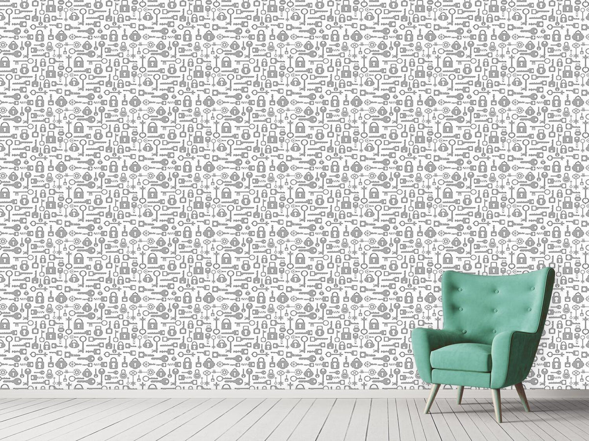 patterned-wallpaper-key-and-lock