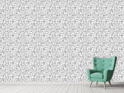 patterned-wallpaper-key-and-lock