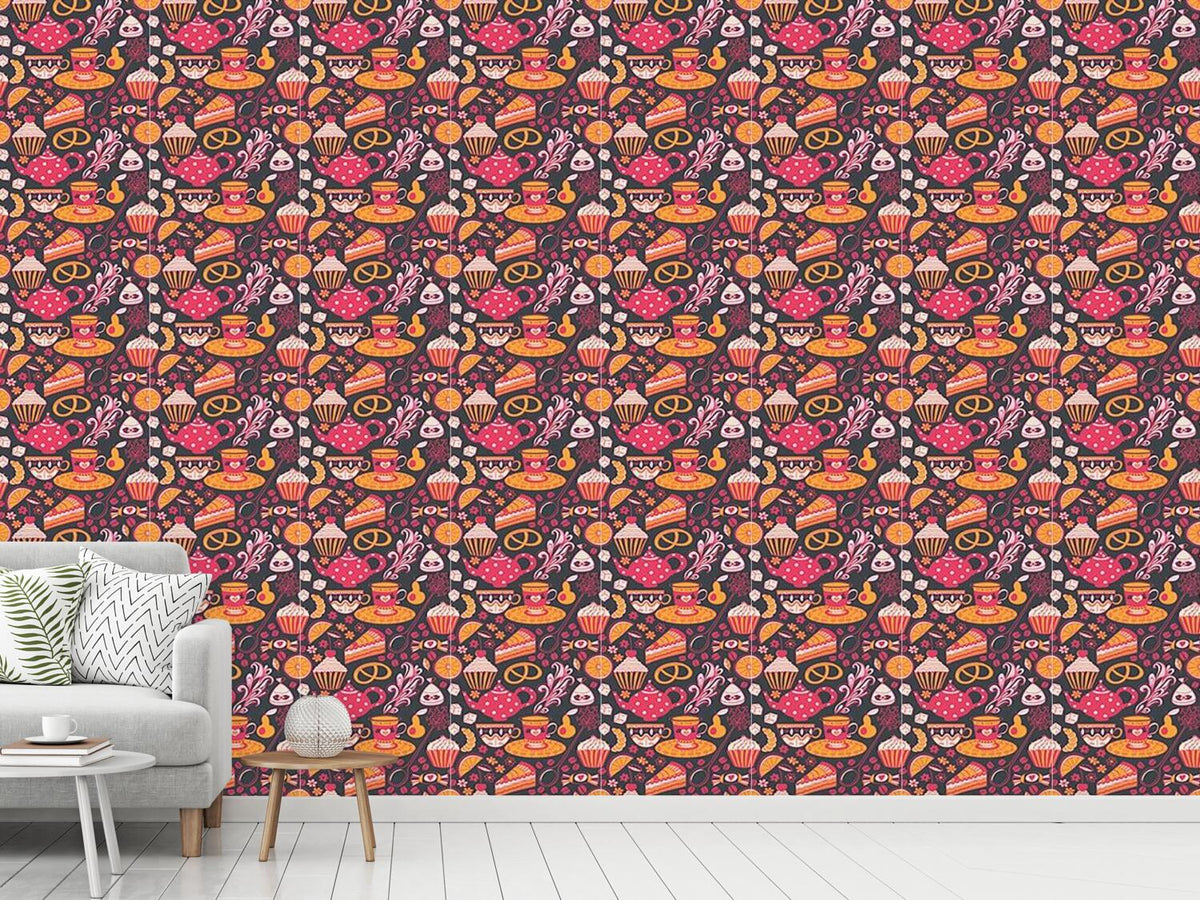 patterned-wallpaper-coffee-party-at-tiffanys