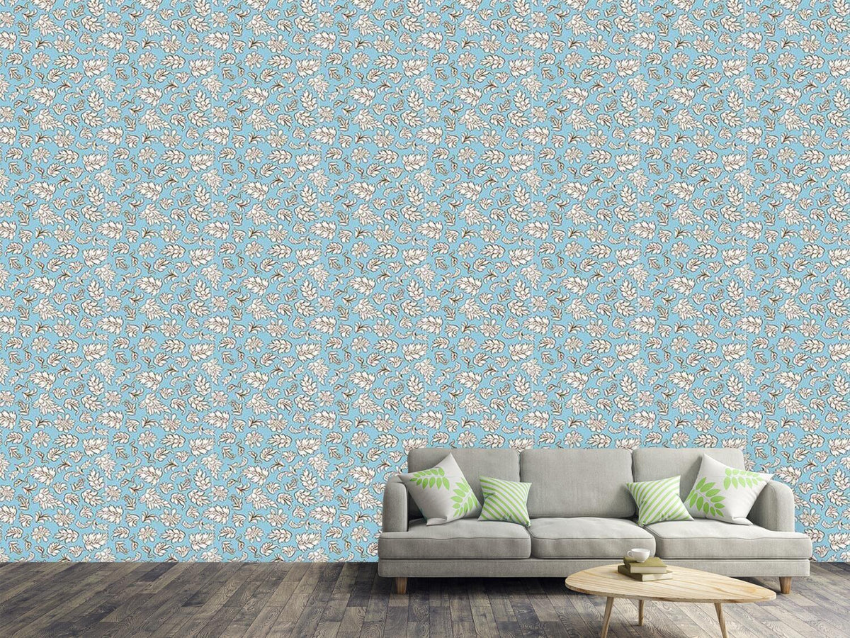patterned-wallpaper-leafage-light-blue