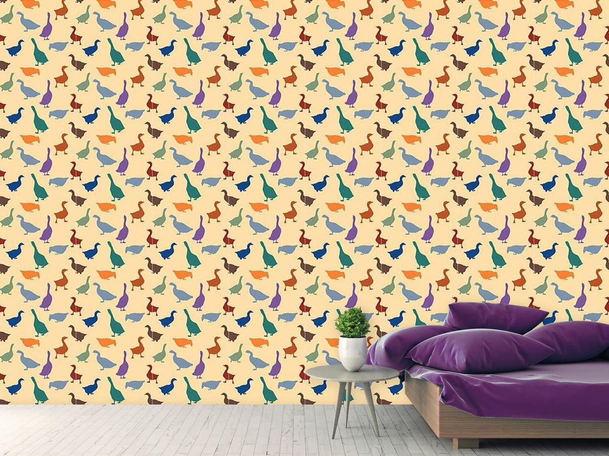 patterned-wallpaper-gabbling-geese