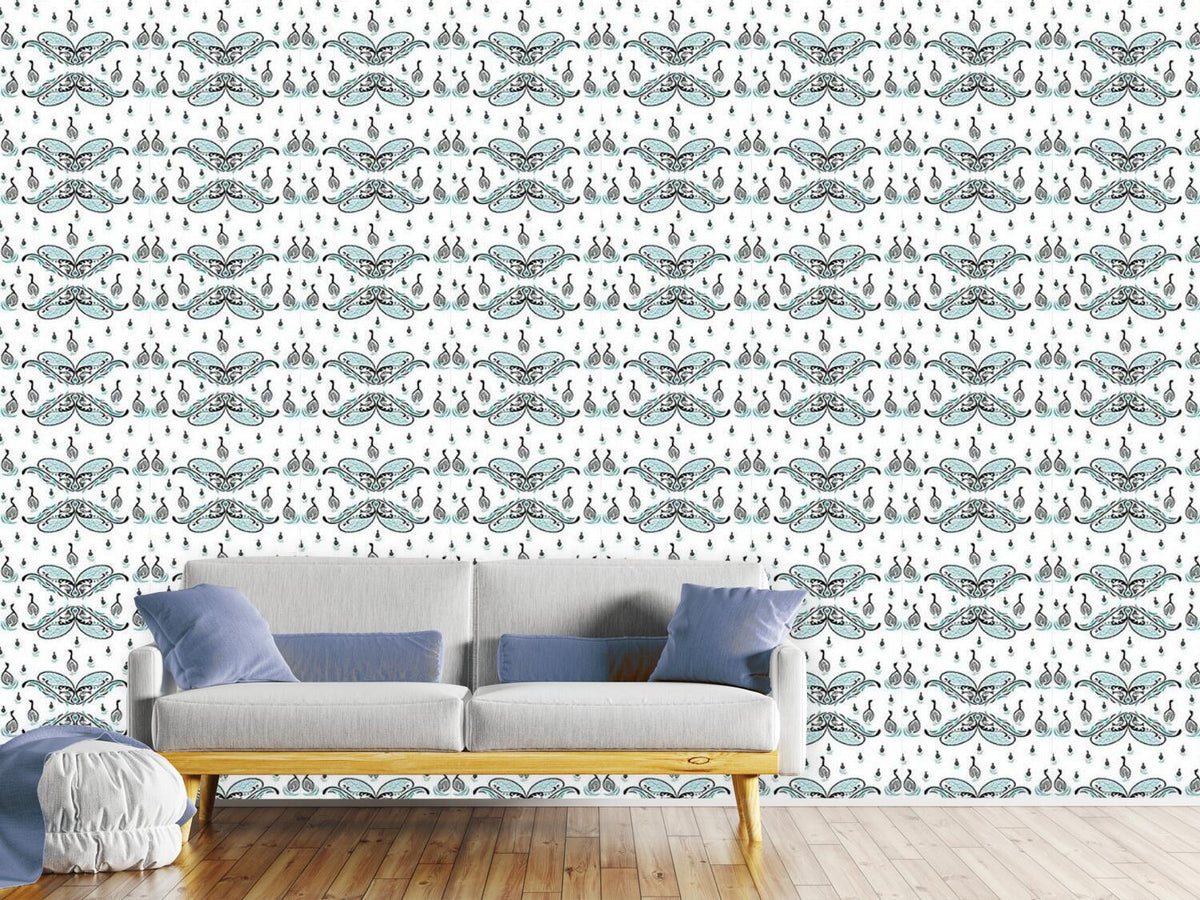 patterned-wallpaper-swan-lake