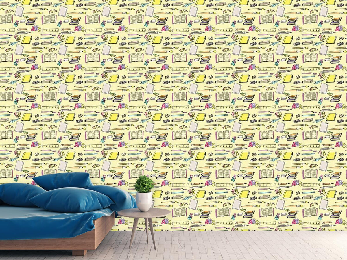 patterned-wallpaper-school-supplies