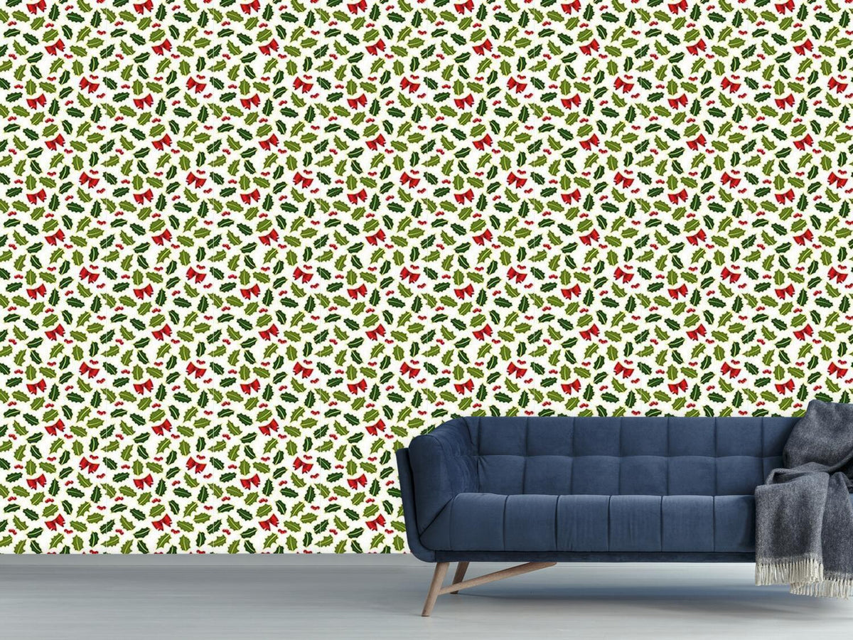 patterned-wallpaper-holly-christmas