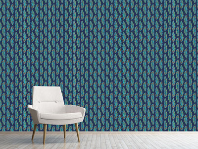 patterned-wallpaper-feather-leaves-at-night