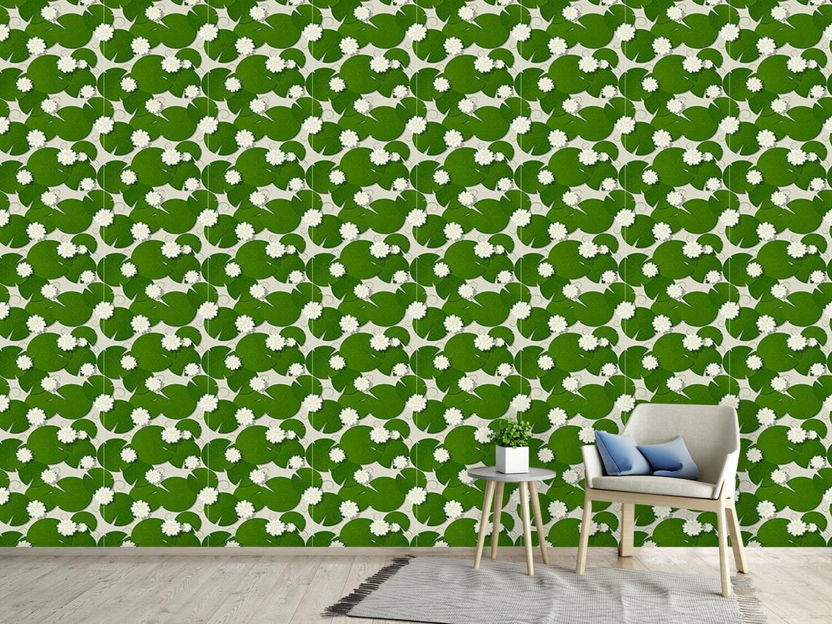 patterned-wallpaper-water-lilies