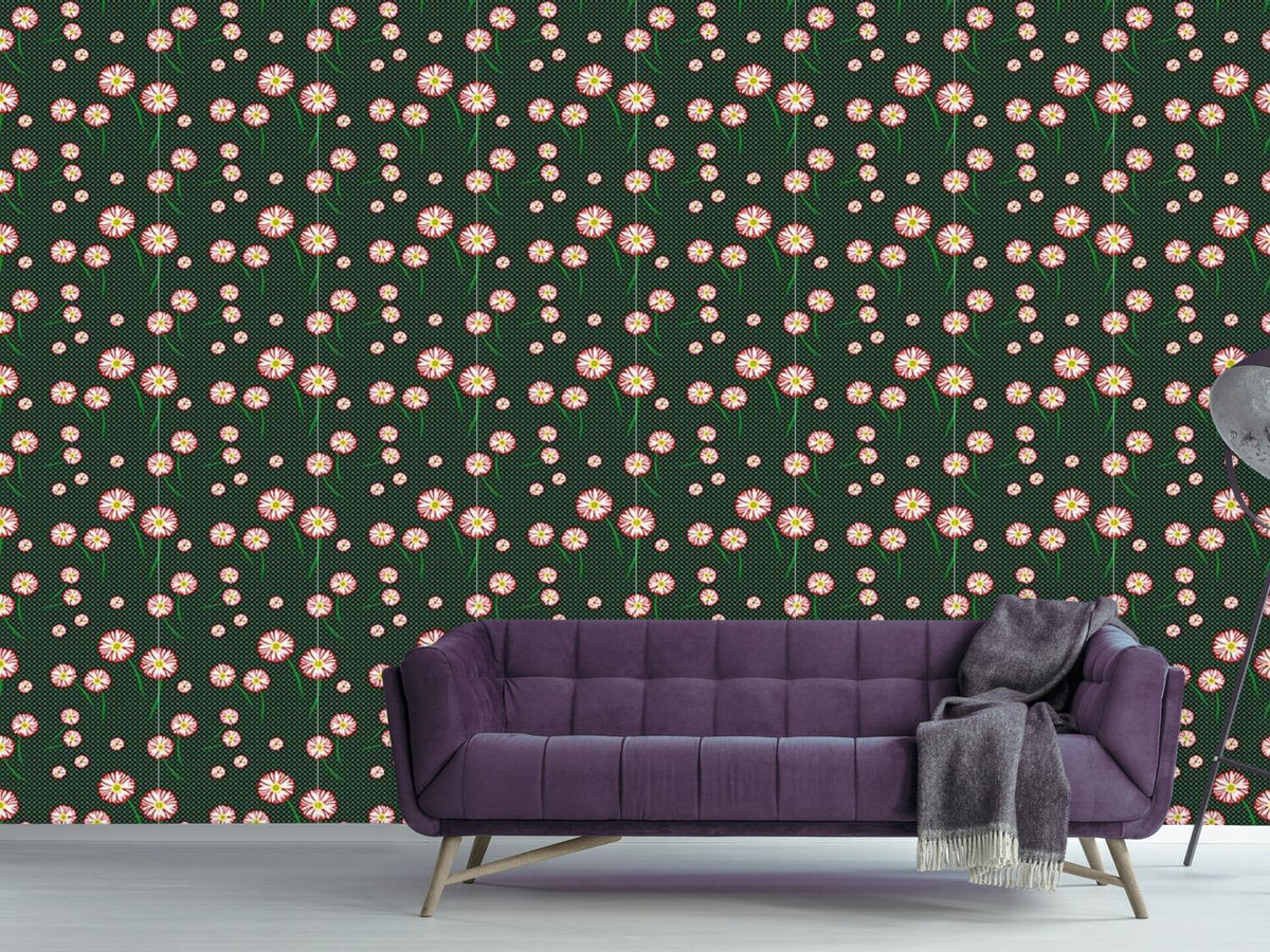 patterned-wallpaper-gerbera-blossoms