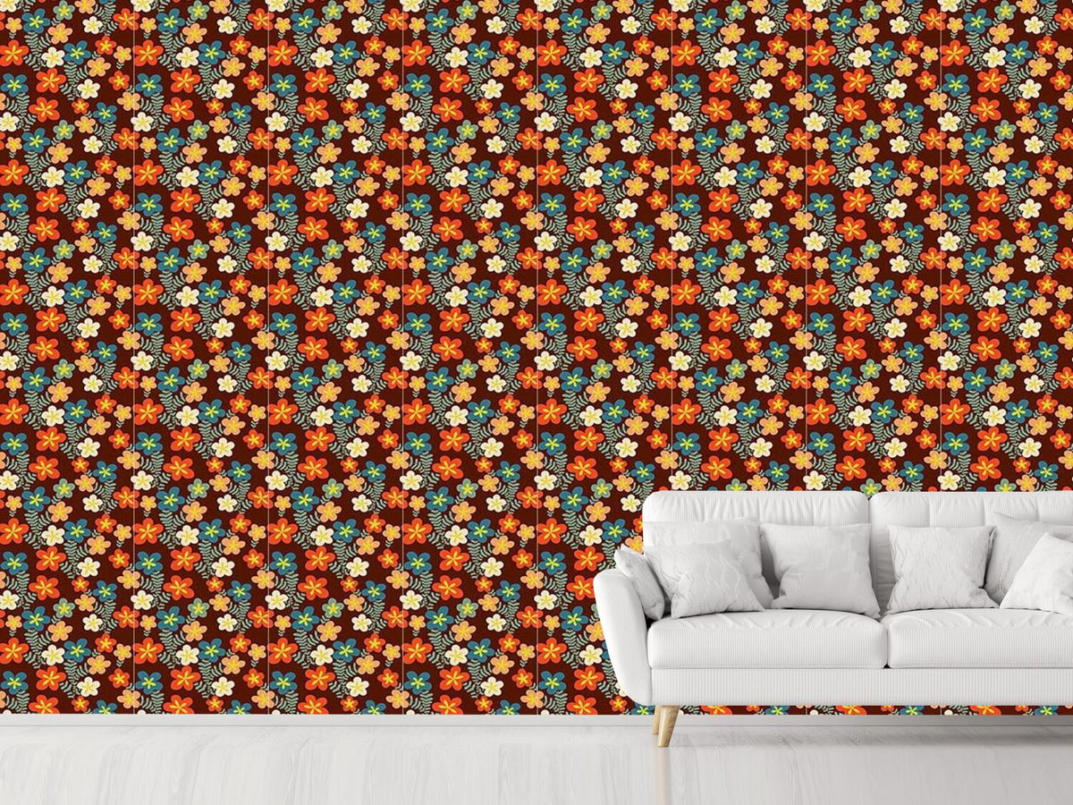 patterned-wallpaper-retro-flower-bouquets