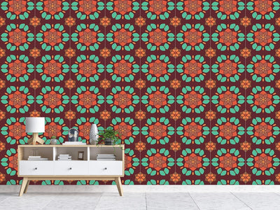 patterned-wallpaper-lotus-flower-retro