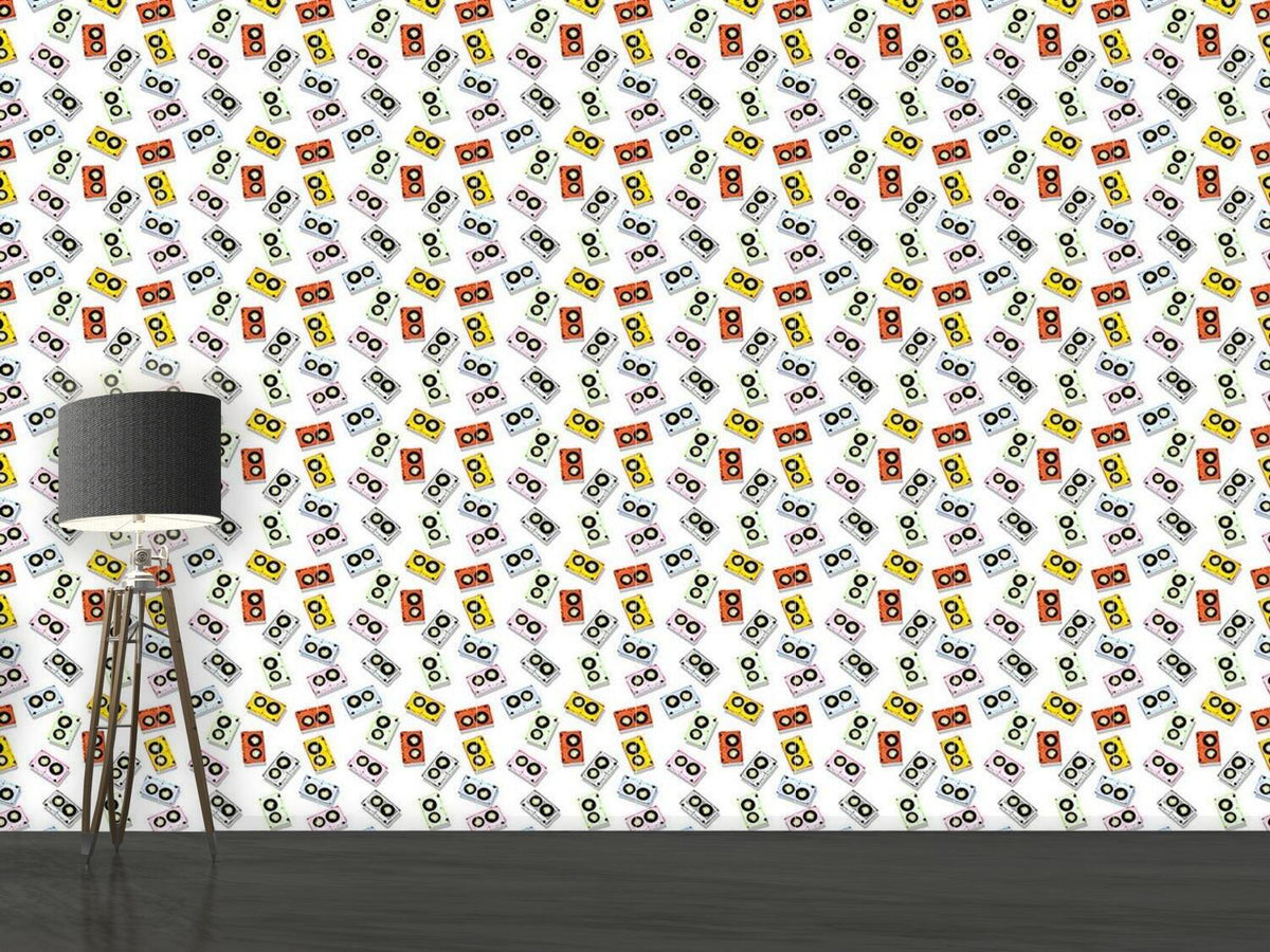 patterned-wallpaper-tape-deck
