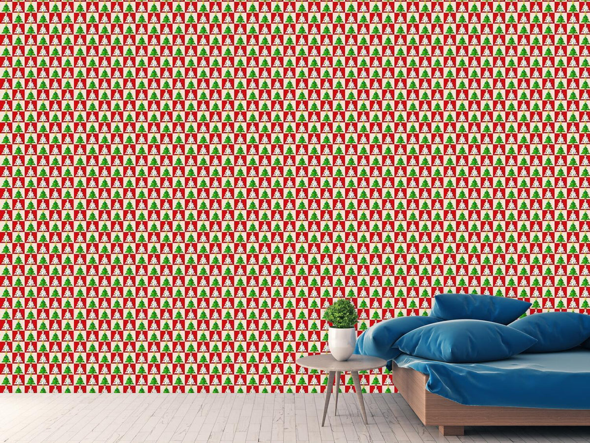 patterned-wallpaper-chess-with-christmas-trees