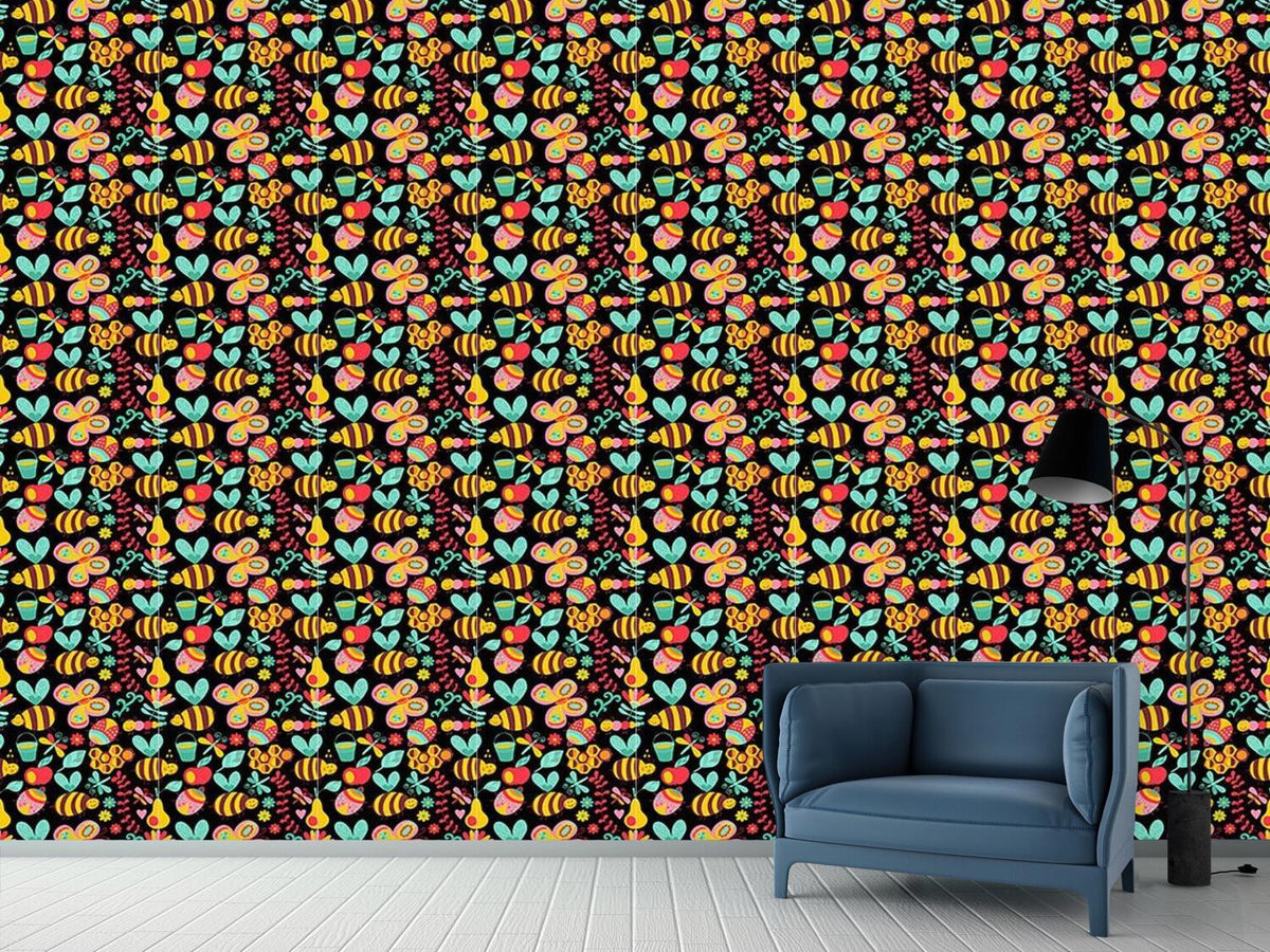 patterned-wallpaper-the-night-shift-of-the-busy-honey-bees