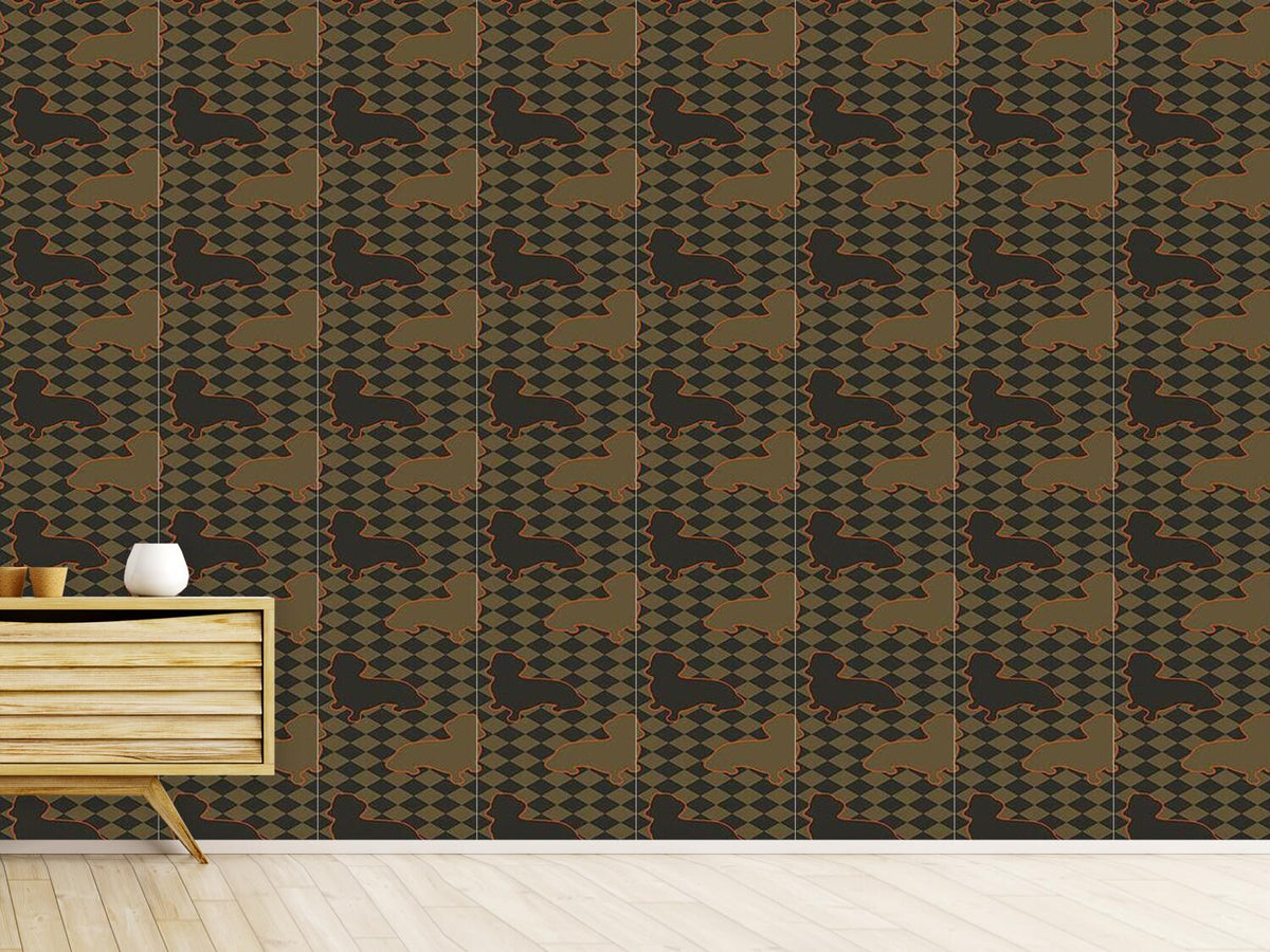 patterned-wallpaper-dachshunds-master-is-check-mate