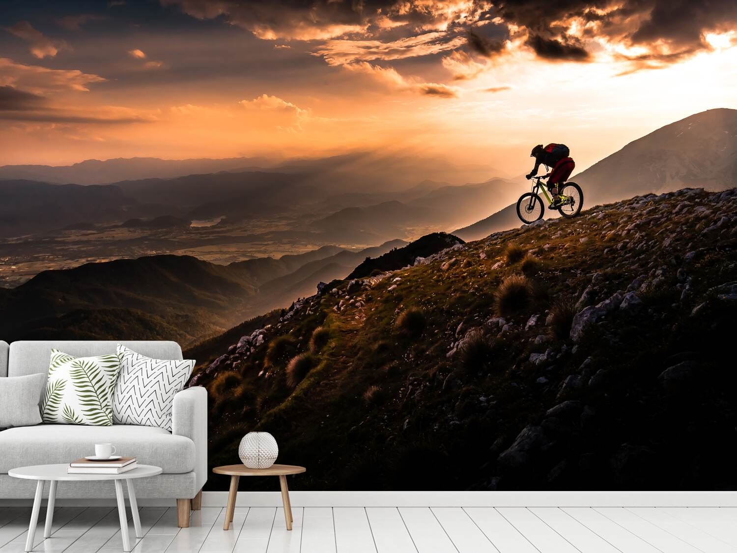 tapete mountainbike Fototapete Sunset Ride
