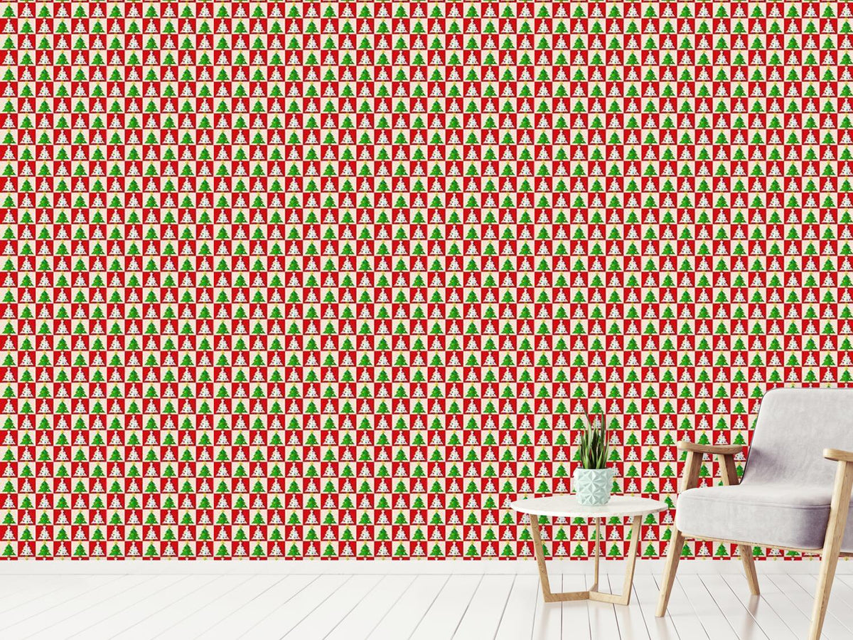 patterned-wallpaper-chess-with-christmas-trees