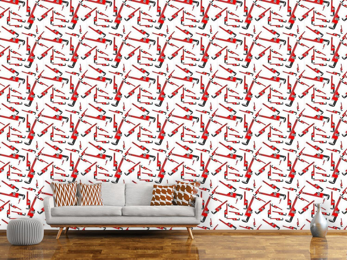 patterned-wallpaper-pipe-wrenches