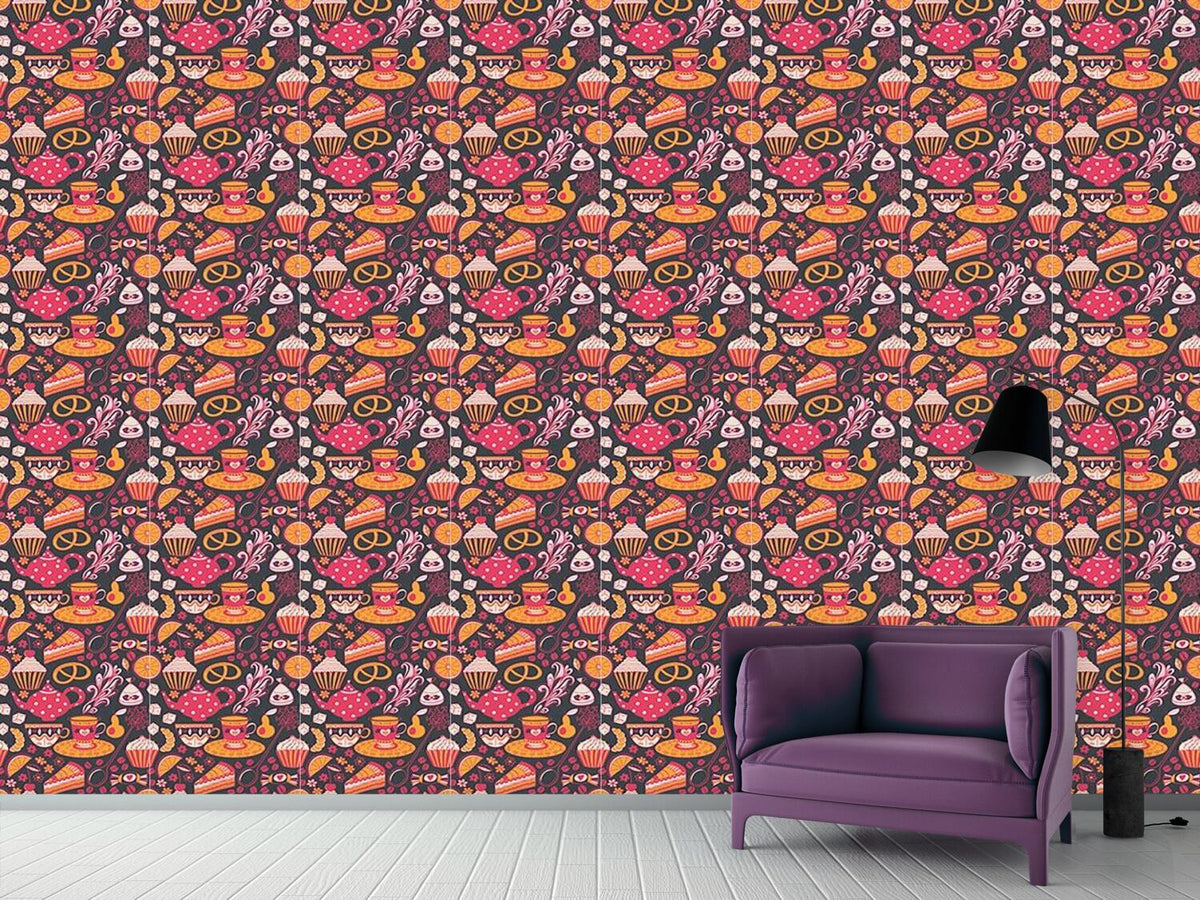 patterned-wallpaper-coffee-party-at-tiffanys