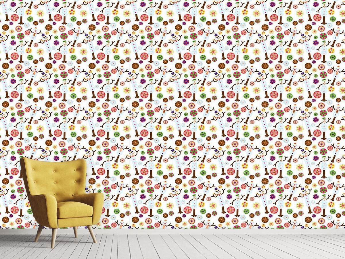 patterned-wallpaper-snowman