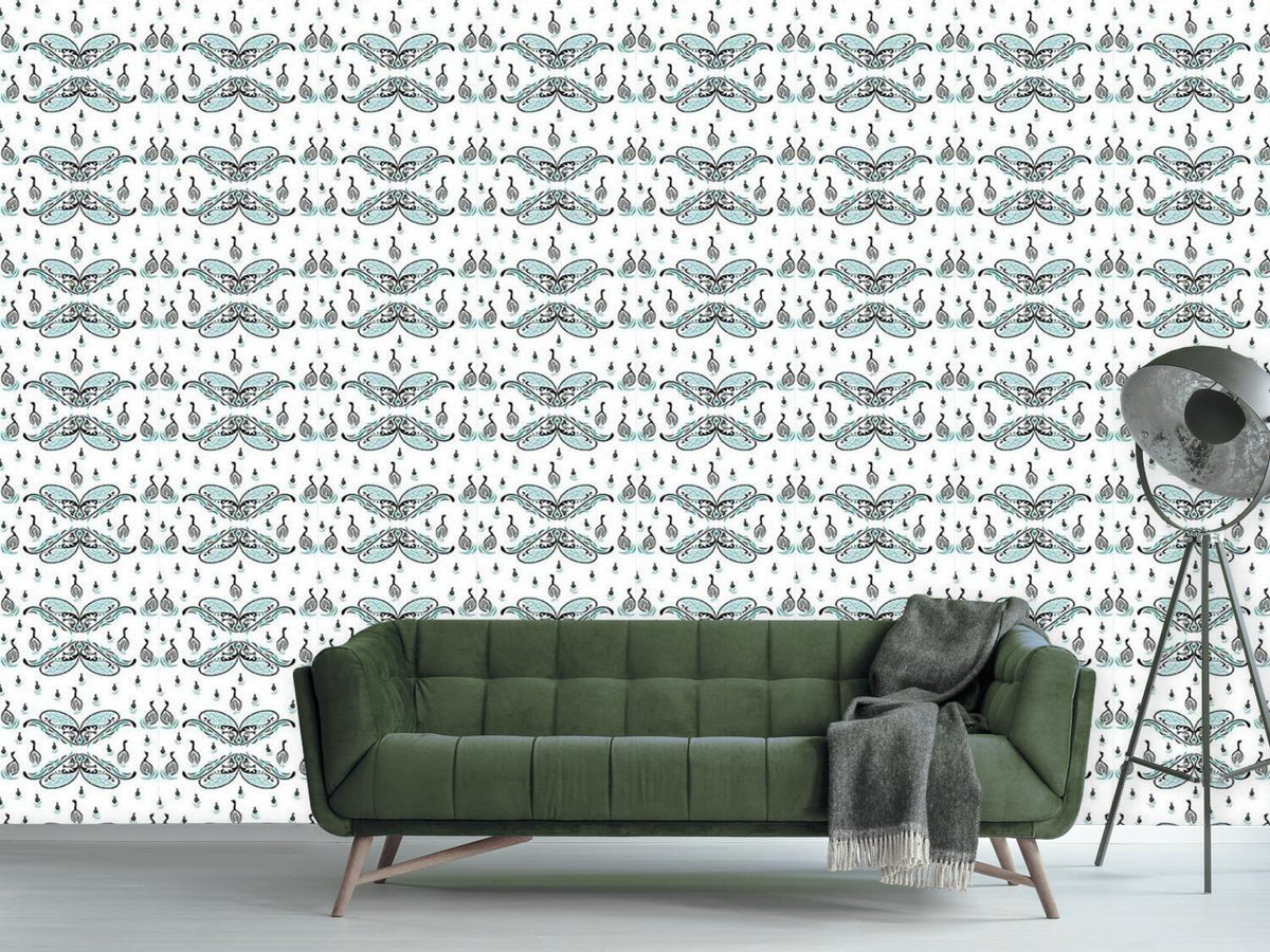 patterned-wallpaper-swan-lake