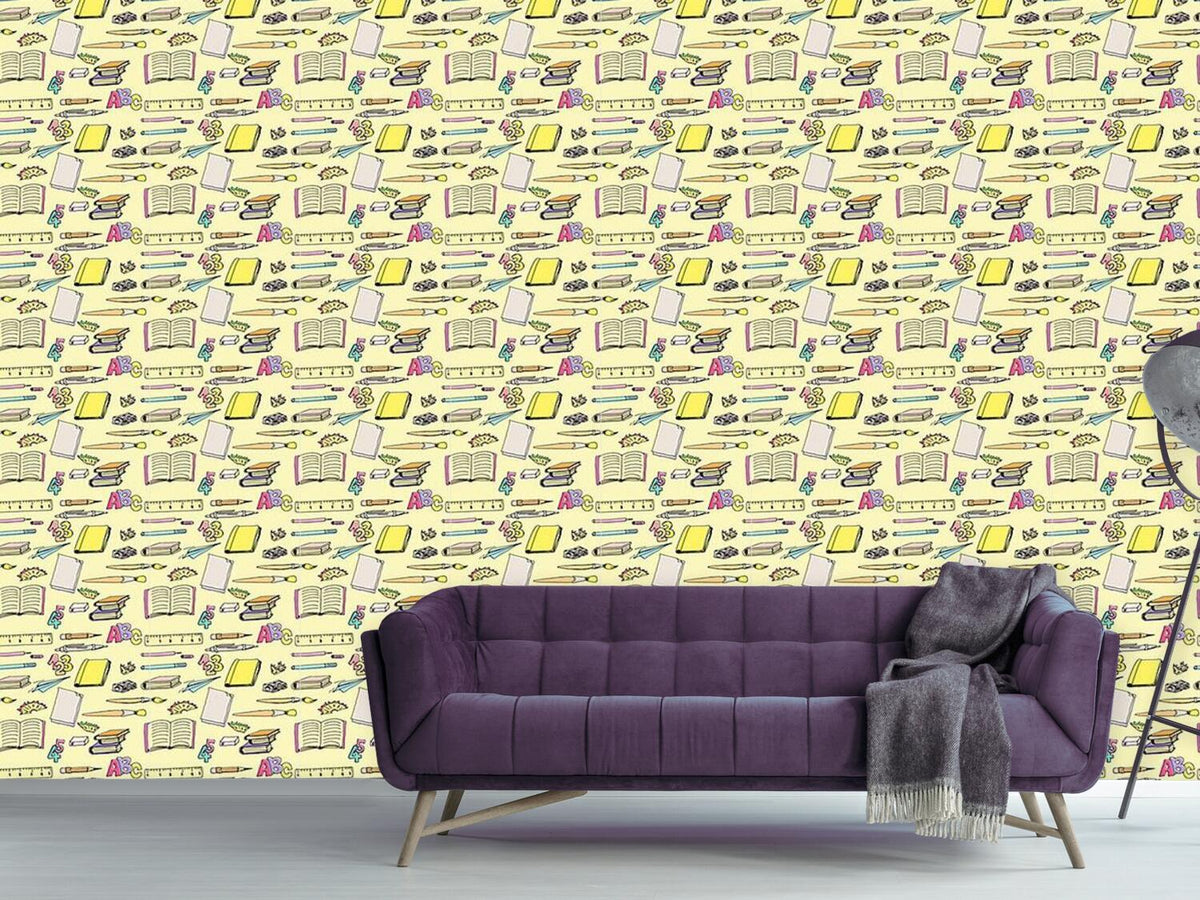 patterned-wallpaper-school-supplies