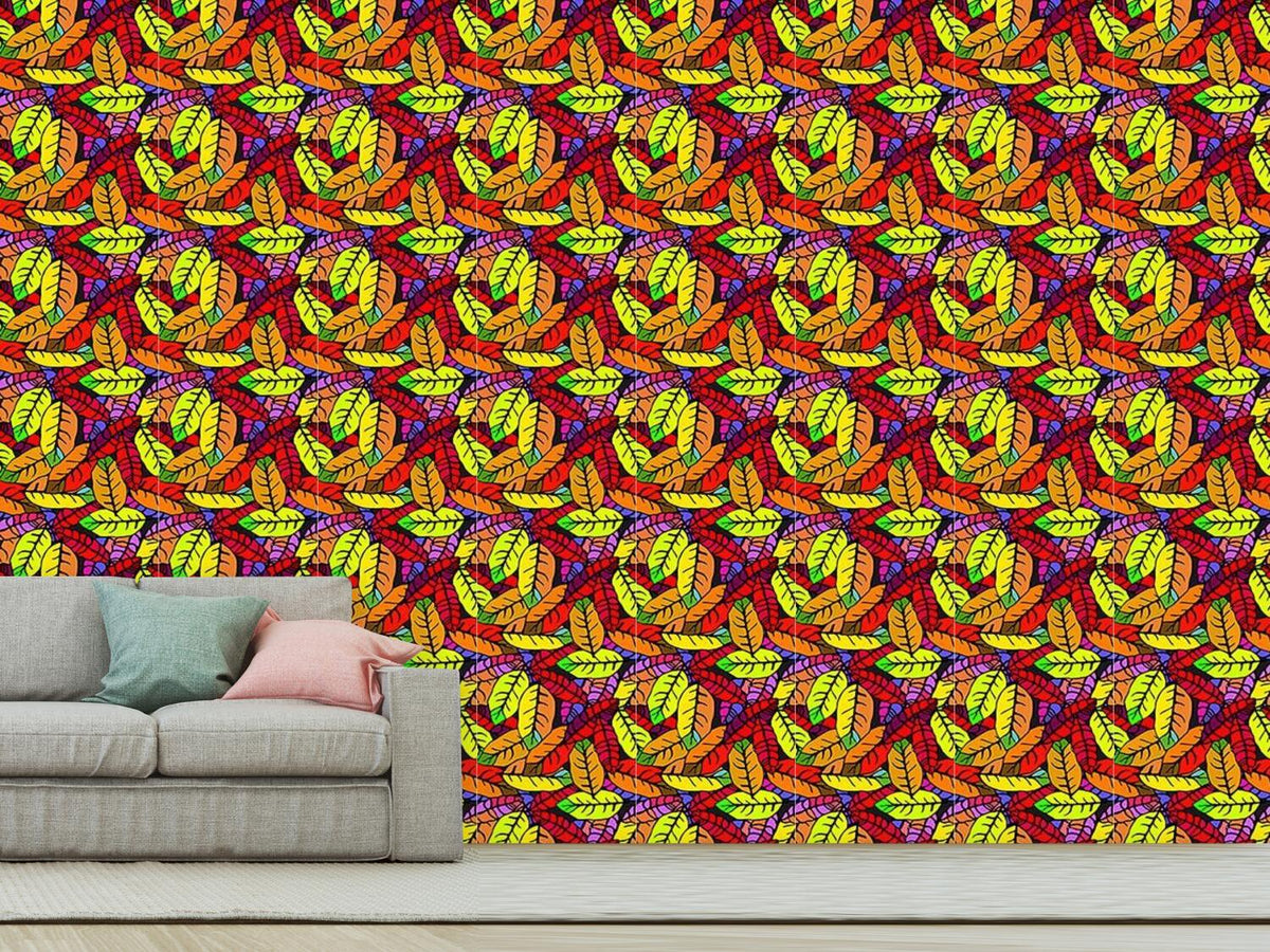 patterned-wallpaper-leaf-expression-in-pop-art
