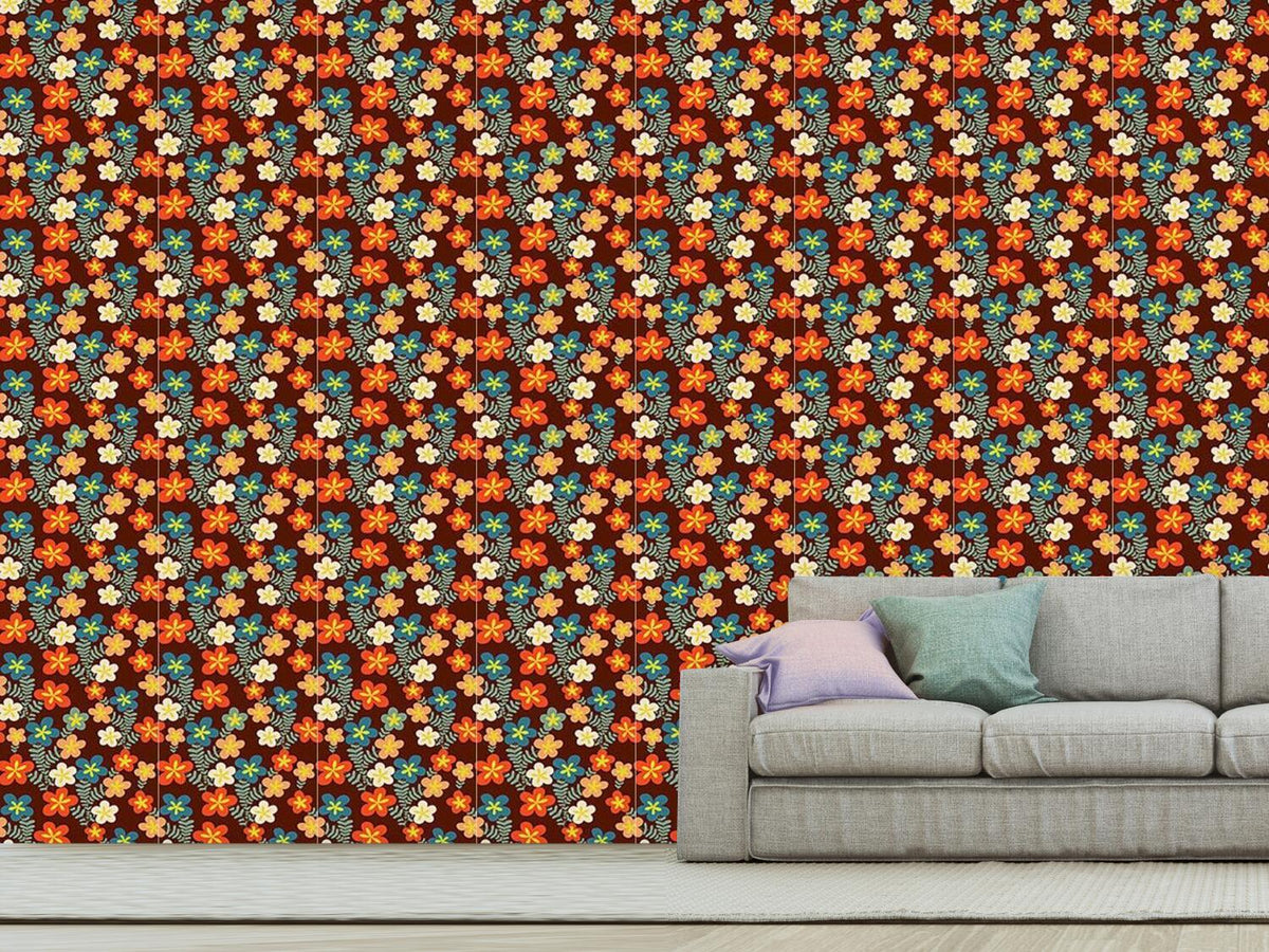 patterned-wallpaper-retro-flower-bouquets