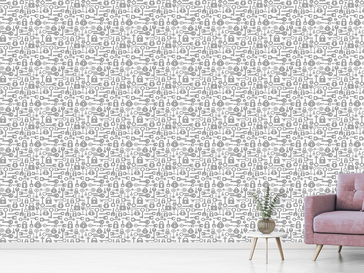 patterned-wallpaper-key-and-lock