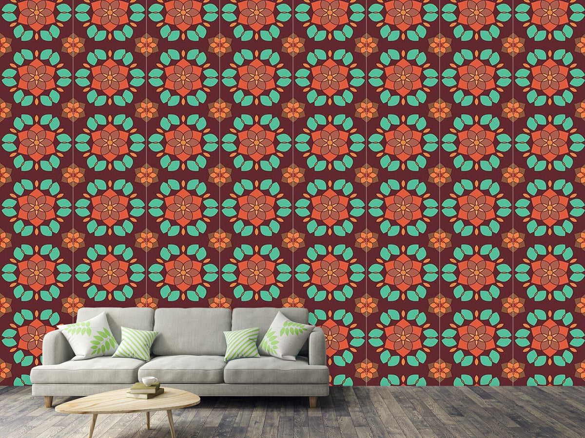 patterned-wallpaper-lotus-flower-retro