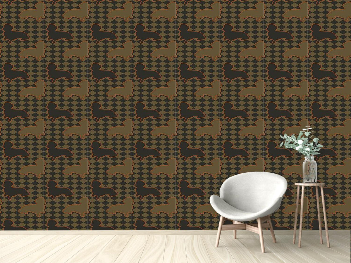 patterned-wallpaper-dachshunds-master-is-check-mate