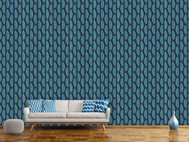 patterned-wallpaper-feather-leaves-at-night