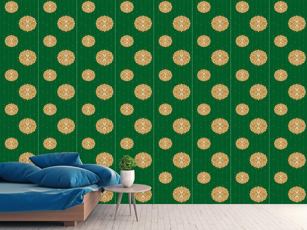 patterned-wallpaper-christmas-ornaments-green