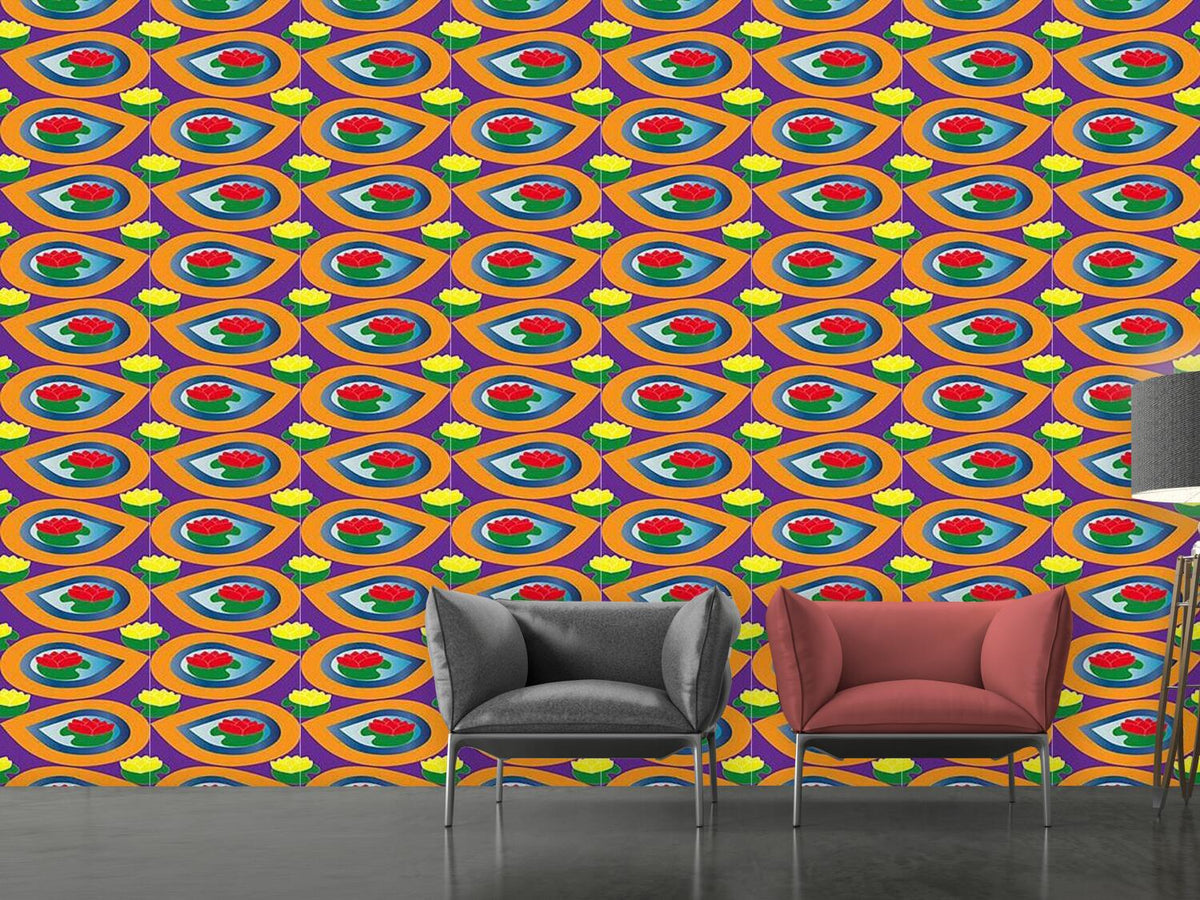 patterned-wallpaper-tropic-drop-water-lillies