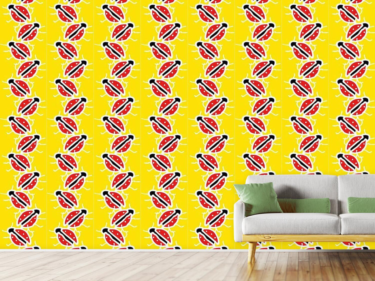 patterned-wallpaper-climbing-ladybugs
