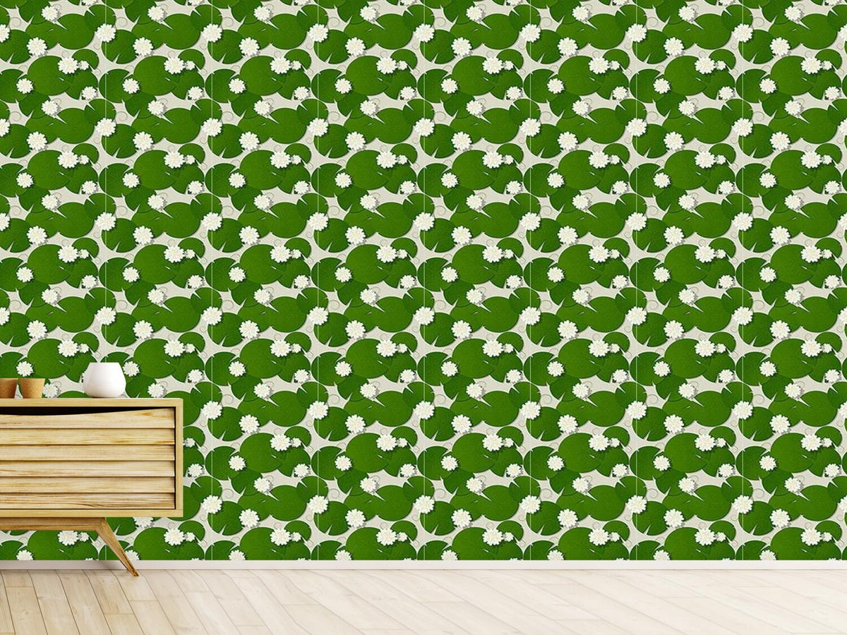 patterned-wallpaper-water-lilies