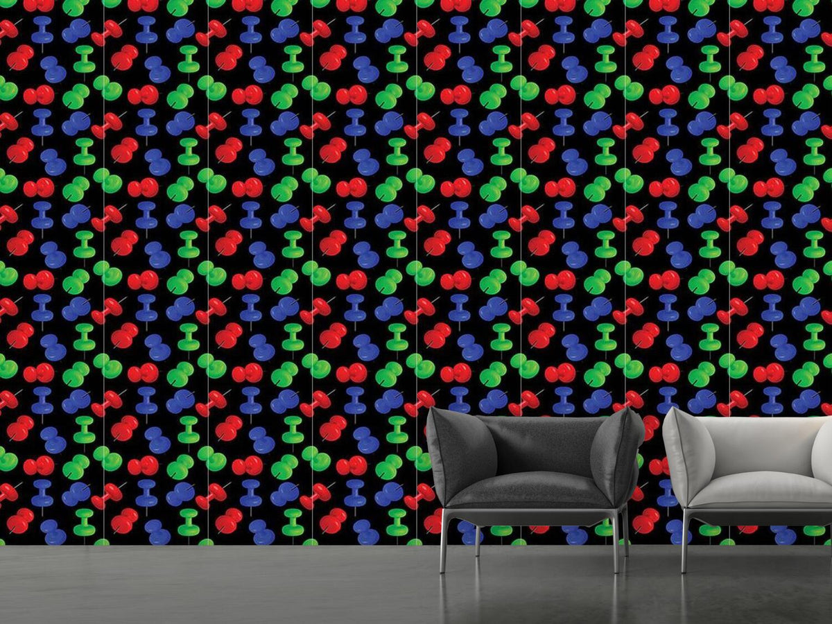 patterned-wallpaper-push-pins