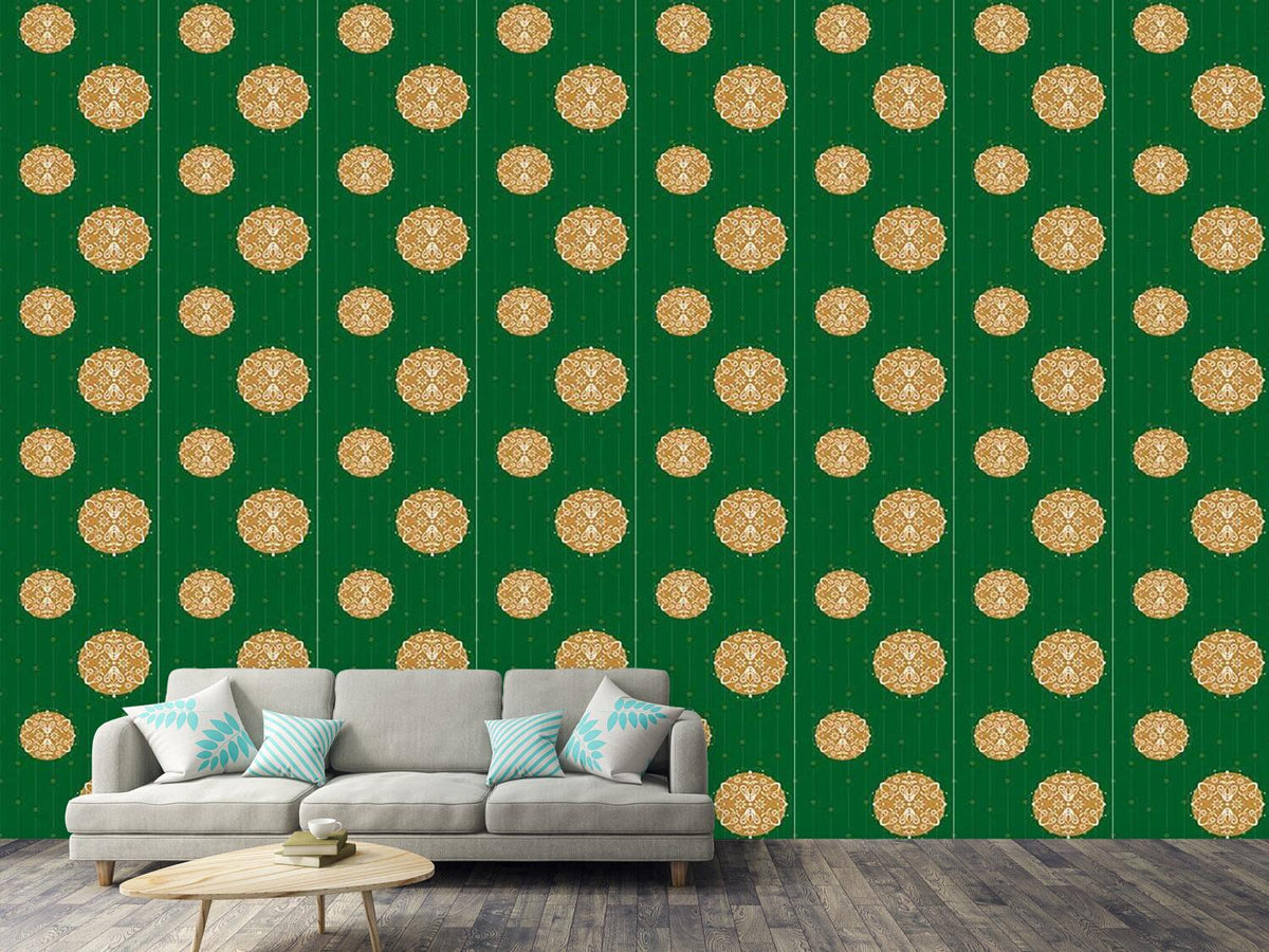 patterned-wallpaper-christmas-ornaments-green