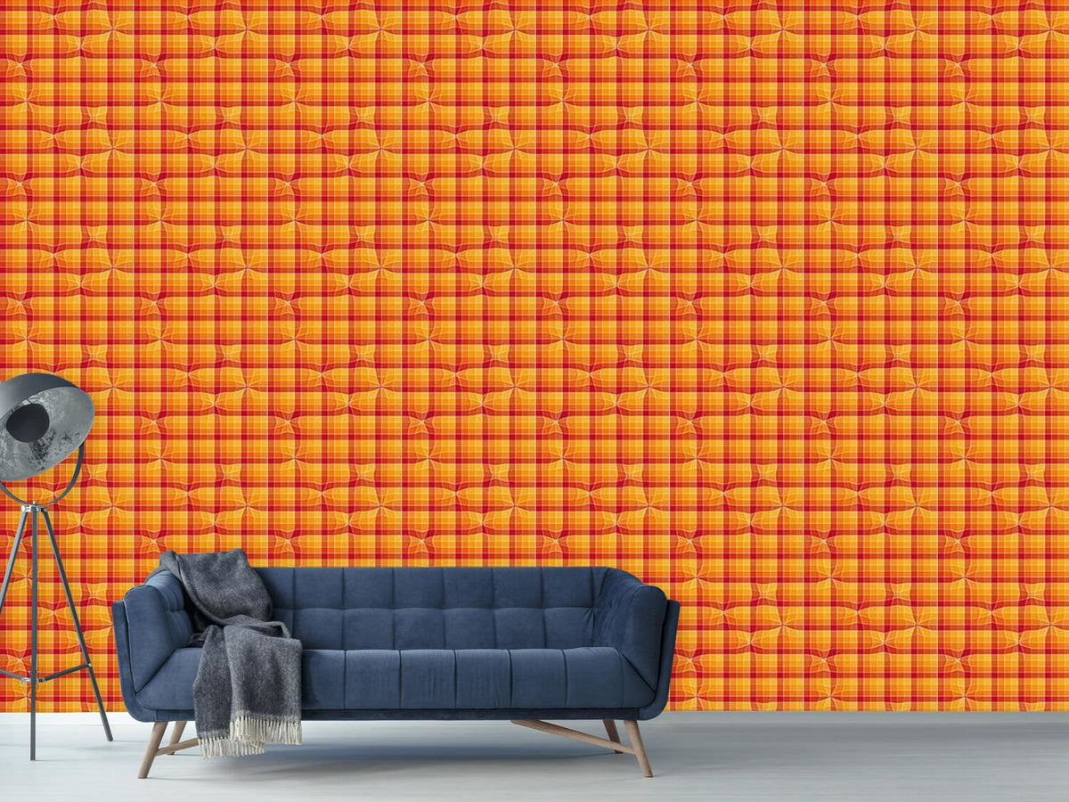 patterned-wallpaper-under-the-checkered-towel