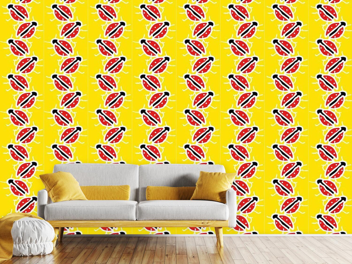 patterned-wallpaper-climbing-ladybugs
