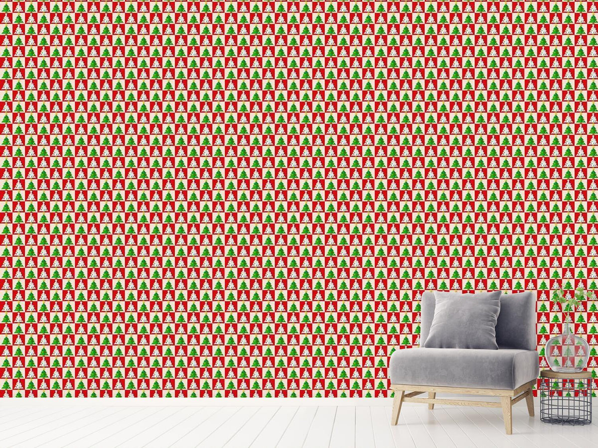 patterned-wallpaper-chess-with-christmas-trees
