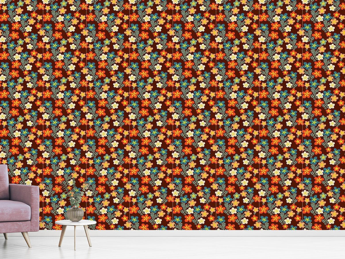 patterned-wallpaper-retro-flower-bouquets