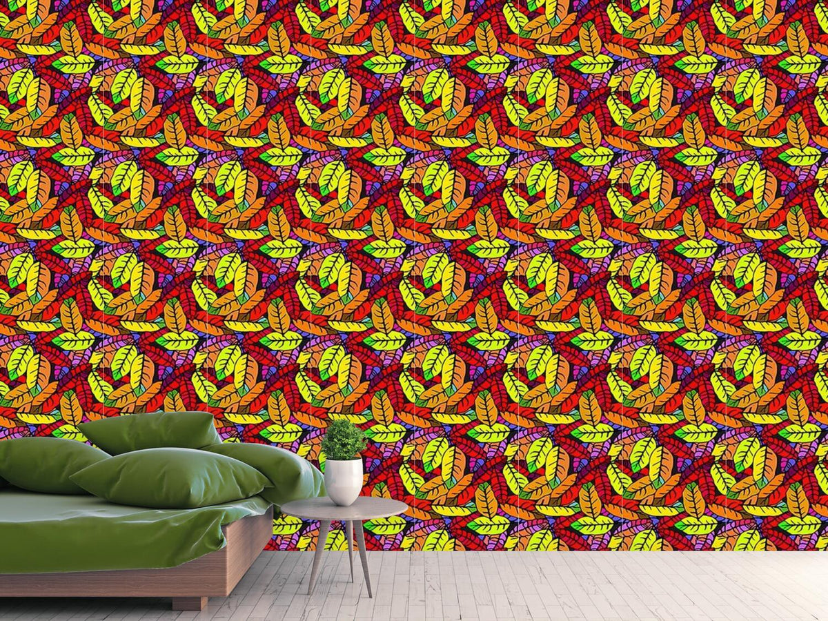 patterned-wallpaper-leaf-expression-in-pop-art