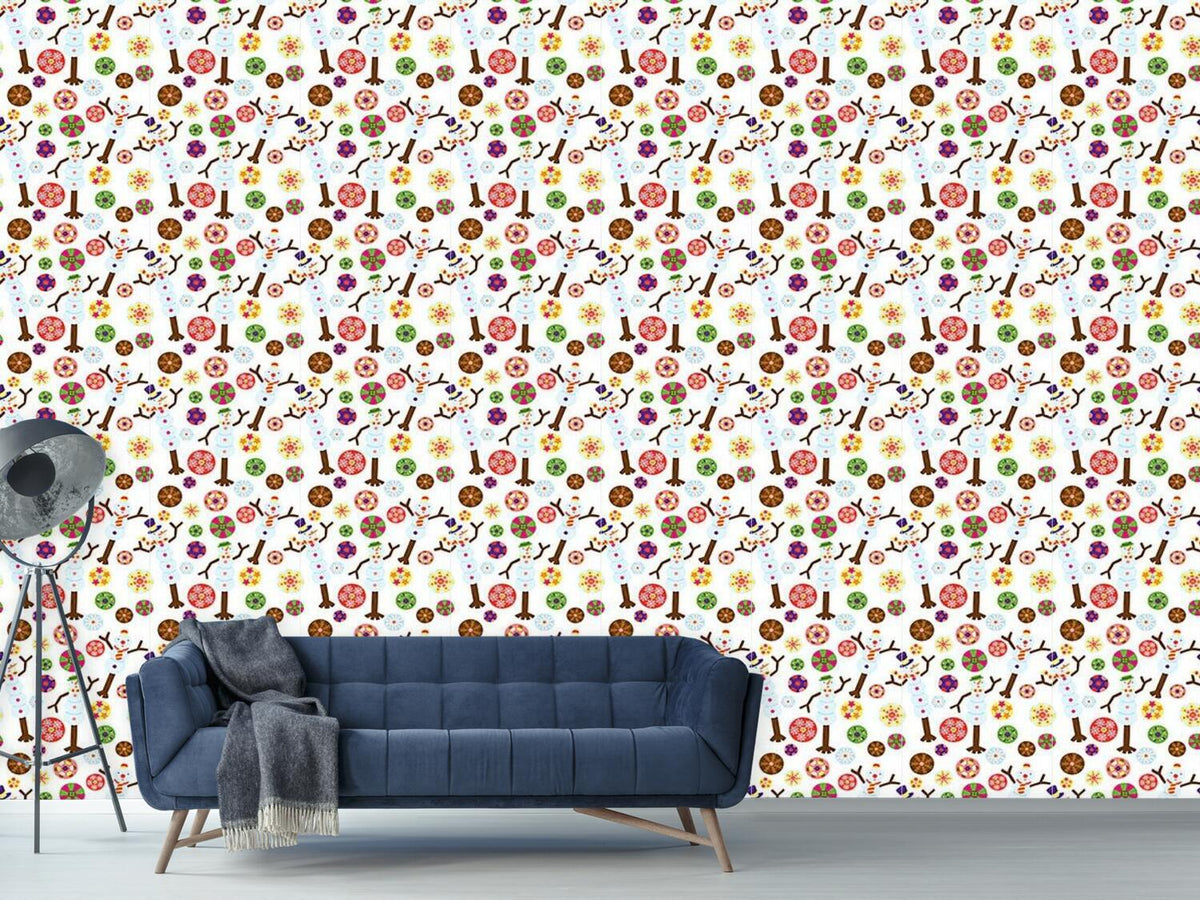 patterned-wallpaper-snowman