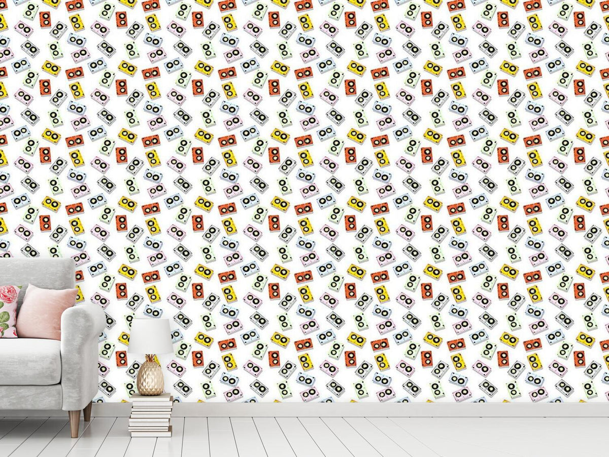 patterned-wallpaper-tape-deck