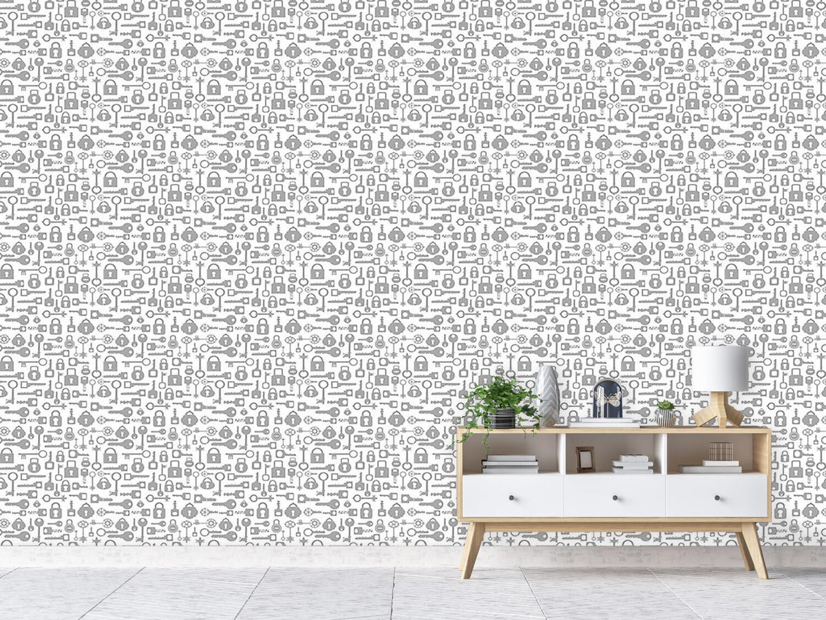 patterned-wallpaper-key-and-lock