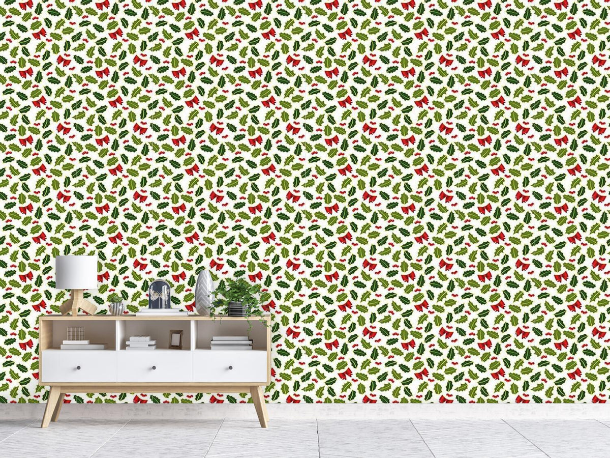 patterned-wallpaper-holly-christmas