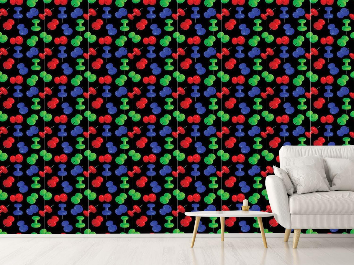 patterned-wallpaper-push-pins