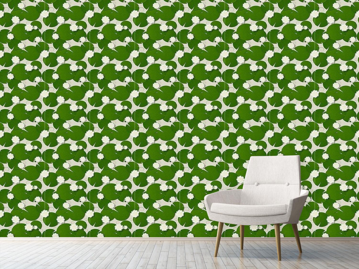 patterned-wallpaper-water-lilies